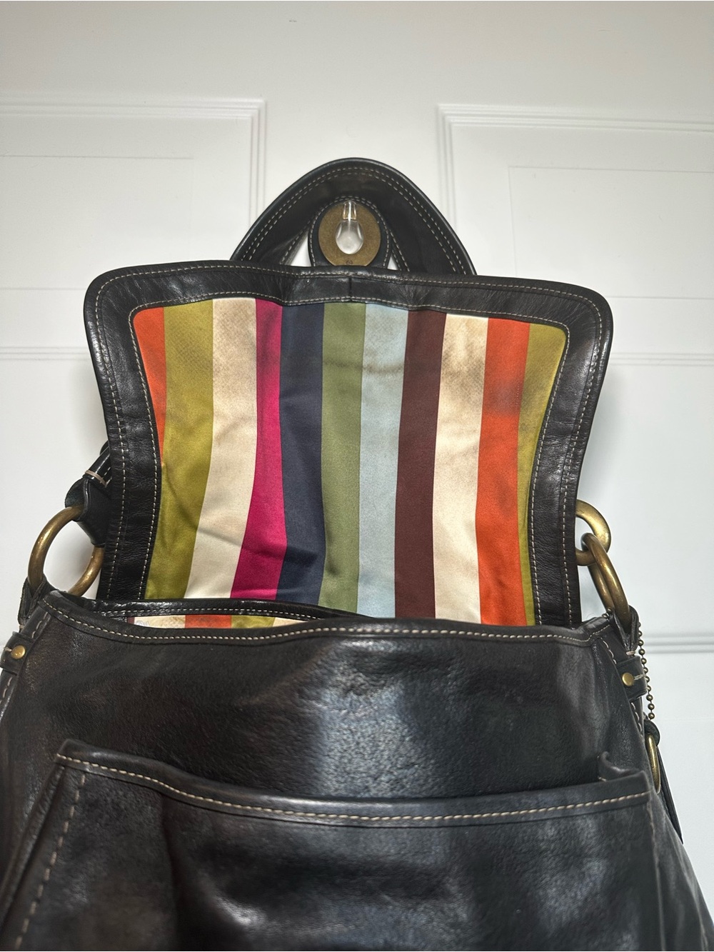 COACH Legacy Ali Flap Shoulder Bag Black Leather Y2K Vintage - Picture 5 of 14